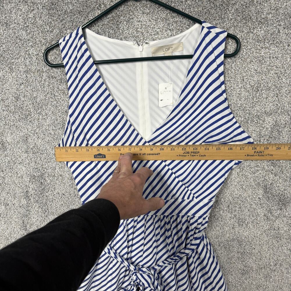 LOFT Sundress Size 8 Striped Nautical Preppy Parisian Career Casual Garden Party - Picture 2 of 12